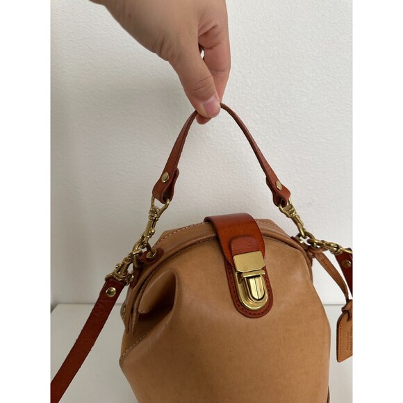 Old Trend Vintage Doctor Bucket Leather Crossbody Bag Handle Strap Brown Buckle - Picture 7 of 16